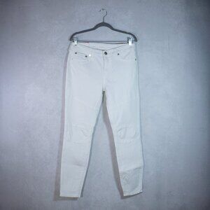 True Religion Womens Moto Curvy Skinny Jeans Distressed Denim White Size W30